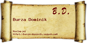 Burza Dominik névjegykártya